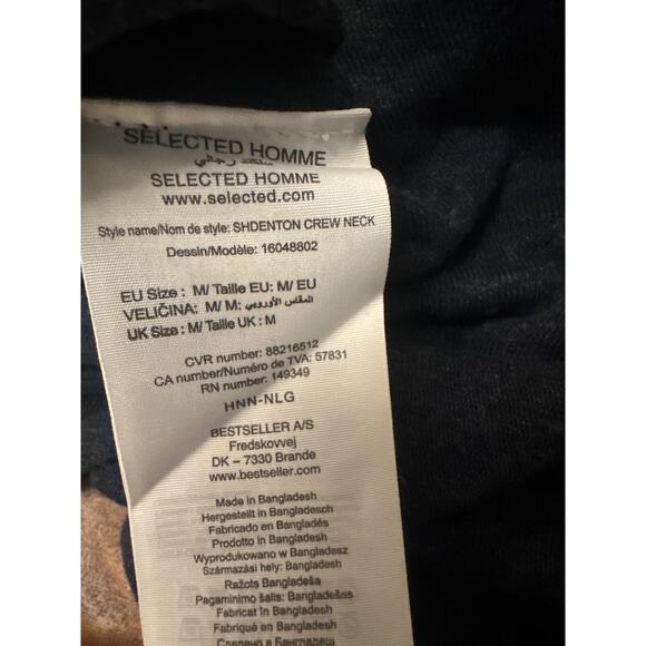 Men M Selected Homme Identity Denton Crew Neck Gray Pullover Sweater Top Cotton - Picture 8 of 8